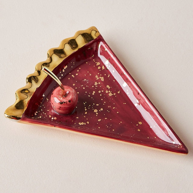 Ceramic Pie Slice/Apple Jewelry Dish - Sold Individually