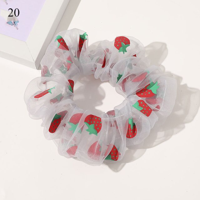Sweet Strawberry Mesh Scrunchies