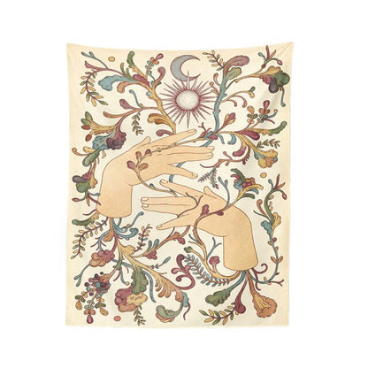 Sun and Moon Botanical Tapestry